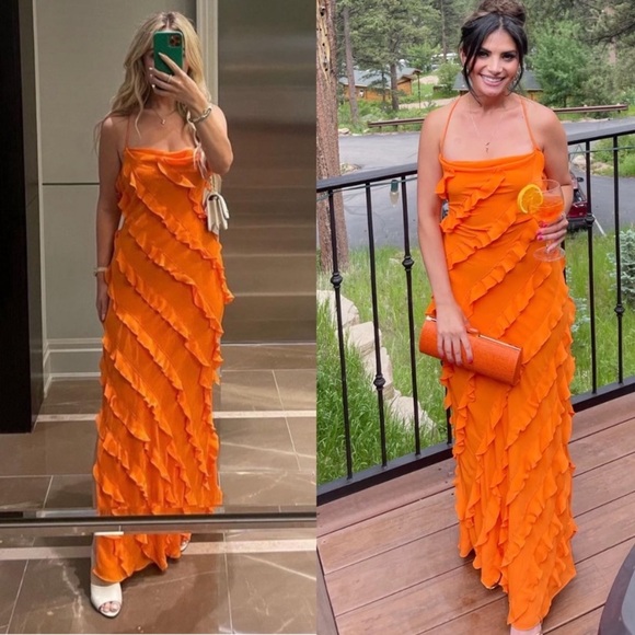 STAUD Elvire Dress in Nectarine Size Medium - Picture 3 of 10